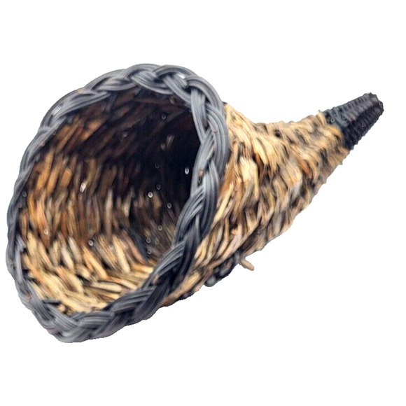 Cornucopia Woven Wicker Horn of Plenty Thanksgiving Rustic 17x8" - Picture 1 of 5